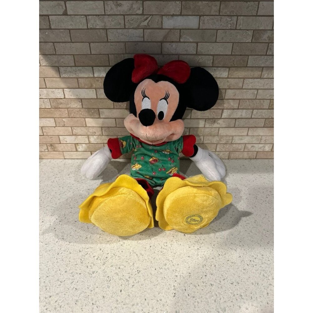 Disney Store Minnie Mouse Plush Cherry Pie Holiday Christmas Pajamas 16”